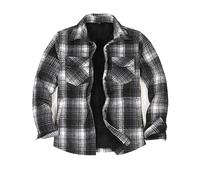 ZENTHACE Herren Flanelljacke Sherpa Fleece gefüttert Flanellhemd Jacken für Männer karierte Jacken Herbst Flanellmantel schwarz weiß grau L