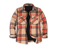 ZENTHACE Mens Shacket Flanellhemd Jacke für Männer Sherpa Fleece gefüttert Flanellhemden leichtes Button Up Jacken Khaki L