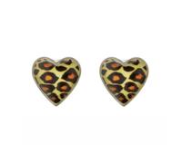 Zenvie Ohrstecker aus Sterlingsilber mit Leoparden-Herzmotiv, inklusive Geschenkbox, 7 mm x 6 mm