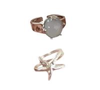 ZEPFJHE 2 PCs Vielseitiger Sea Star Verstellbare Ringe Glitzern Synthetische Steine Modernes Schmuck Geschenk Für Mädchen Oder Freunden Outfits Open Ringe Set Set