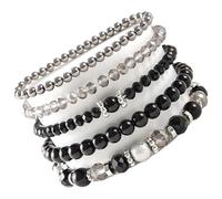 ZEPFJHE 5-teiliges Kristallperlen Armband Set mit elastischem Band, schimmernde Kristallperlen Armbänder, Schmuck, ideal für Partys, Verabredungen, Party Accessoire Armbänder