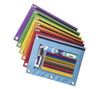 ZEPFJHE 6 PCs Clear Fenster Bleistift Fall 3 Ringe Bindemittel Bleistifte Box Reißverschlüsse Datei Bag School Office Supplies Für Schüler Stagend Stift Stift Löschfenster Box Datei