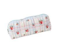 ZEPFJHE Bedrucktes Federmäppchen, weiche Beutel, Stifthalter, Organizer, Schreibwaren-Tasche für Schule, Büro, Outdoor, Reisen, Kosmetik-Organizer, Blaues Gitter, rote Blume