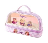 ZEPFJHE Cartoon Capibala Bleistiftbeutel Große Kapazität Bleistift Gehäuse Ästhetischer Stiftkoffer Make Up Tasche Clear Pen Bag Bleistift Organisatoren