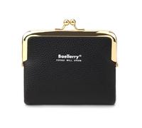 ZEPFJHE Damen Halter Trendy PU Kurze Geldbörse Kleingeldfach für und Karten, Schwarz