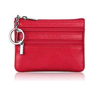 ZEPFJHE Doppelter Leder-Handheld, für Damen, Herren, Geburtstagszubehör, kleine Kleingeldtasche für Outdoor, Reisen, Camping, Aufbewahrung, rot