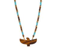 ZEPFJHE Einzigartige Perlen-Halskette, handgefertigtes Accessoire, künstlerischer Vogel-Anhänger, geeignet für den täglichen Gebrauch oder verschiedene Anlässe, Tigeraugen-Schmuck, Einheitsgröße, Wie