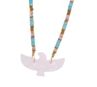 ZEPFJHE Einzigartige Perlen-Halskette, handgefertigtes Accessoire, künstlerischer Vogel-Anhänger, geeignet für den täglichen Gebrauch oder verschiedene Anlässe, Tigeraugen-Schmuck, Einheitsgröße, Wie