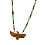 ZEPFJHE Elegante Naturstein-Halskette mit Perlen, stilvoller Vogel-Halsschmuck für modische Outfits und Outfit, trendige Statement-Halskette