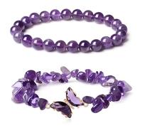 ZEPFJHE Eleganter Damen-Kristall mit Naturstein und Schmetterlings-Charm, einzigartiges Handgelenkketten-Accessoire für Frauen, stabile Perlen, Einheitsgröße, Wie beschrieben