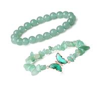 ZEPFJHE Eleganter Damen-Kristall mit Naturstein und Schmetterlings-Charm, einzigartiges Handgelenkketten-Accessoire für Frauen, stabile Perlen, Einheitsgröße, Wie beschrieben