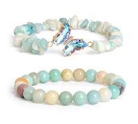 ZEPFJHE Eleganter Damen-Kristall mit Naturstein und Schmetterlings-Charm, einzigartiges Handgelenkketten-Accessoire für Frauen, stabile Perlen, Einheitsgröße, Wie beschrieben