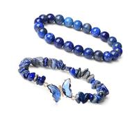 ZEPFJHE Eleganter Damen-Kristall mit Naturstein und Schmetterlings-Charm, einzigartiges Handgelenkketten-Accessoire für Frauen, stabile Perlen, Einheitsgröße, Wie beschrieben