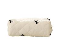 ZEPFJHE Federmäppchen mit Schleifen-Motiv, hohe Kapazität, Federmäppchen, großes Fach, Organizer, Tasche, Reise-Kosmetik, großes Fassungsvermögen, Schüler-Federmäppchen, beige