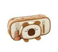 ZEPFJHE Federmäppchen mit Tiermotiv, großes Fassungsvermögen, ästhetische Stiftebeutel, Schulbedarf, Capybara-Federmäppchen, große Kapazität, Stiftehalter für die Schule, Flacher Kaffee