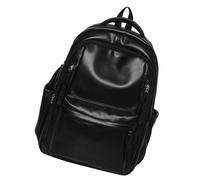 ZEPFJHE Geräumiger Rucksack aus PU Leder für College, unverzichtbarer, modischer, einfarbiger Laptop Tagesrucksack für Studenten und Pendler, Rucksack mit großer Kapazität