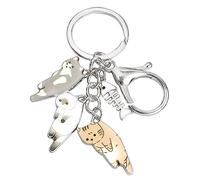 ZEPFJHE Katze Fisch Knochen Schlüsselanhänger Schmuck Fisch Knochen Schlüsselanhänger Handtasche hängen Anhänger Schlüsselanhänger Legierung Geschenk für Frauen Männer süße Schlüsselanhänger