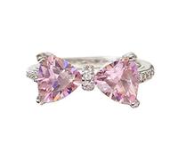 ZEPFJHE Koreanischer Kristallring für Frauen, glänzender Stein, Schleife, offene Ringe, Vintage, geometrisch, Y2K Trend, modischer Fingerschmuck, modischer Schmuck