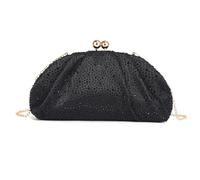 ZEPFJHE Luxuriöse Abendtasche mit Strasssteinen, entworfen für modische Frauen, modische Schultertasche, Crossbody-Tasche mit Kettenriemen, Metallkette, Schultertasche, Schwarz