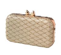 ZEPFJHE Modische Abendtasche mit abnehmbarem Kettenriemen, Umhängetasche, ideal für Abschlussball, Cocktailpartys und Verabredungen, geometrische Tasche, gold