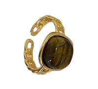 ZEPFJHE Modische Naturstein-Ringe mit verstellbarem Band, Edelsteinen, Damen-Öffnungsringe für den täglichen Gebrauch, einzigartiges Accessoire, Retro-Schmuck, Einheitsgröße, Wie beschrieben, Wie