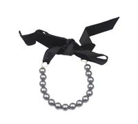 ZEPFJHE Modische Samt-Schleifen-Halskette mit Kunstperlen, verstellbare Länge, vielseitige Halskette für Damen, elegante Schleife, Einheitsgröße, Wie beschrieben, Wie beschrieben