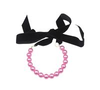 ZEPFJHE Modische Samt-Schleifen-Halskette mit Kunstperlen, verstellbare Länge, vielseitige Halskette für Damen, elegante Schleife, Einheitsgröße, Wie beschrieben, Wie beschrieben