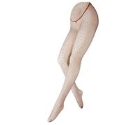 ZEPFJHE Modische, tief geschnittene Strumpfhose mit V-Ausschnitt für Damen, glitzernde Metallic-Strumpfhose für Partys und Nachtclubs, ausgehöhlte Netzstrumpfhose, braun, One size