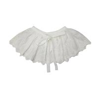 ZEPFJHE Modischer weißer abnehmbarer falscher Kragen, Rüschenschal, Wickeltuch, Damen, elegante Hohlstickerei, Blätter, dekorativer Capelet, weißer Schal, halbes Hemd, Capelet