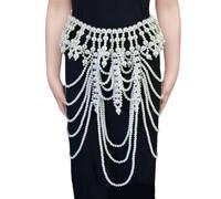 ZEPFJHE Multi Layered Perlen Quasten BH Schmuckset Mit Legierungsperlen Trendige Körperkette Für Rave Party Wear Accessoires Elegante Abs Perlen Trassels Dessel Halskette