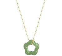 ZEPFJHE Natürliche Jade Halskette, hohler, geschnitzter, blumenförmiger Anhänger, zierlicher Halsband, modischer Charme, chinesischer Schmuck, grüne Jade für Damen und Herren