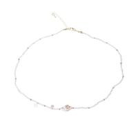 ZEPFJHE Natürliche Süßwasserperlen-Halskette, verstellbare Halskette, Schmuck, Merkmal Mond, Stern, Anhänger und Perlen, Schlüsselbeinkette für Frauen