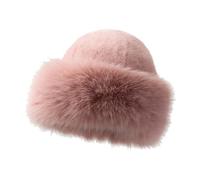ZEPFJHE Süße Mädchen Plüsch Eimer Mütze, niedliche Damen Mütze, russischer Stil, Frau, Teenager, lässig, Winter Shopping, warm halten für Frauen, Frau, Plüsch Eimer, warm, einfarbige Kappe