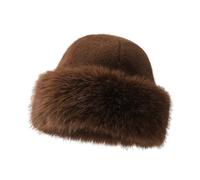 ZEPFJHE Süße Mädchen Plüsch Eimer Mütze, niedliche Damen Mütze, russischer Stil, Frau, Teenager, lässig, Winter Shopping, warm halten für Frauen, Frau, Plüsch Eimer, warm, einfarbige Kappe