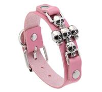 ZEPFJHE Totenkopf Armband für Damen und Herren, PU Leder Armband, Punk Rock Zubehör, stapelbarer Schmuck für stilvolle Looks, PU Leder Schädel Handkette