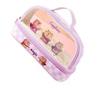 ZEPFJHE Transparentes Federmäppchen mit Cartoon-Capibala-Beuteln, Make-up-Tasche, großes Fassungsvermögen, für den Schulanfang, für Mädchen, transparente Cartoon-Capibala-Tasche für Schüler, Violetter