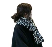 ZEPFJHE Übergroße Schals mit Leopardenmuster, Winter, Damenschal, weich, bequem, Halstuch für Damen und Mädchen mit weichem, schwarz / weiß, 38