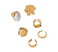 ZEPFJHE Verstellbare Ringe aus Legierung für Gelenke oder Finger, stilvolles Unisex-Schmuck-Set für Outfit, trendiges Accessoire für Erwachsene, 6 Stück