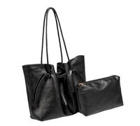 ZEPFJHE Vintage-Tasche für Damen, geräumige Arbeits-/Pendler, Schultertasche mit bequemem Riemen, praktisches PU-Leder, Herbst-Winter-Mode-Accessoire, praktisches Büro-Pendlerhandtasche, Schwarz , One