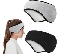 ZEPIQOR 2 pcs Winter Stirnband Sport für Damen Herren, Ohrenwärmer Stirnbänder Ohrenschützer Headband Kopfband Perfekt für Laufen Wandern Jogging Fahrrad Schwarz & Grau