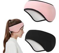 ZEPIQOR 2 pcs Winter Stirnband Sport für Damen Herren, Ohrenwärmer Stirnbänder Ohrenschützer Headband Kopfband Perfekt für Laufen Wandern Jogging Fahrrad Schwarz & Rosa