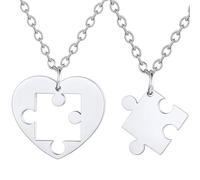 ZEPIQOR 2 Stück BFF Halsketten, Halskette Damen Freundschaftskette, Bff Ketten für 2 Mädchen, Herzförmiges Puzzle Kette Herz Anhänger, Freundschaftskette Geschenk