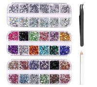 ZEPIQOR 3690 Stück Strasssteine für Nägel, Pailletten, Nagelaufkleber mit Kristallen, Nagel-Edelsteinen, Diamanten für Nagelkunst, einschließlich Wachsstift für Strasssteine und Strass-Picker