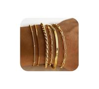 ZEPIQOR 6er Set Armbänder Damen Gold, Verstellbare Armbänder mit Figaro-Gliederkette, Fischgrätenkette, Tenniskette, gedrehte Kette, 16 cm, Gold, Stahl