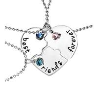 ZEPIQOR BFF Halsketten, 3 Stück Halskette Damen Freundschaftskette, Bff Ketten für 3 Mädchen, Geburtstagsgeschenk für beste Mädchen für immer Anhänger Halskette Geschenk