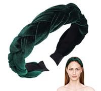 ZEPIQOR Haarband Geflochtenes Stirnband, Haarreif Samt Geflochtener Damen Trachten Haarreif breit Vintage Harrband Mode Stirnbänder für Frauen Dunkelgrün