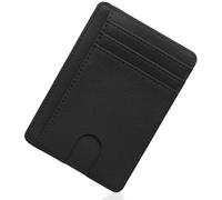 ZEPIQOR Men's Slim Wallet RFID Blocking PU Wallet with 8 Card Holder, ID Window, Money Clip, Minimalist Wallet Men, Black