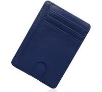 ZEPIQOR Men's Slim Wallet RFID Blocking PU Wallet with 8 Card Holder, ID Window, Money Clip, Minimalist Wallet Men, Blue