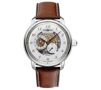 Zeppelin 8658-1 Herren Automatikuhr - Made in Germany, Silberfarben, Lederarmband Braun