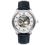 Zeppelin 8658-3 Herren Automatikuhr - Made in Germany, Silberfarben, Lederarmband Blau